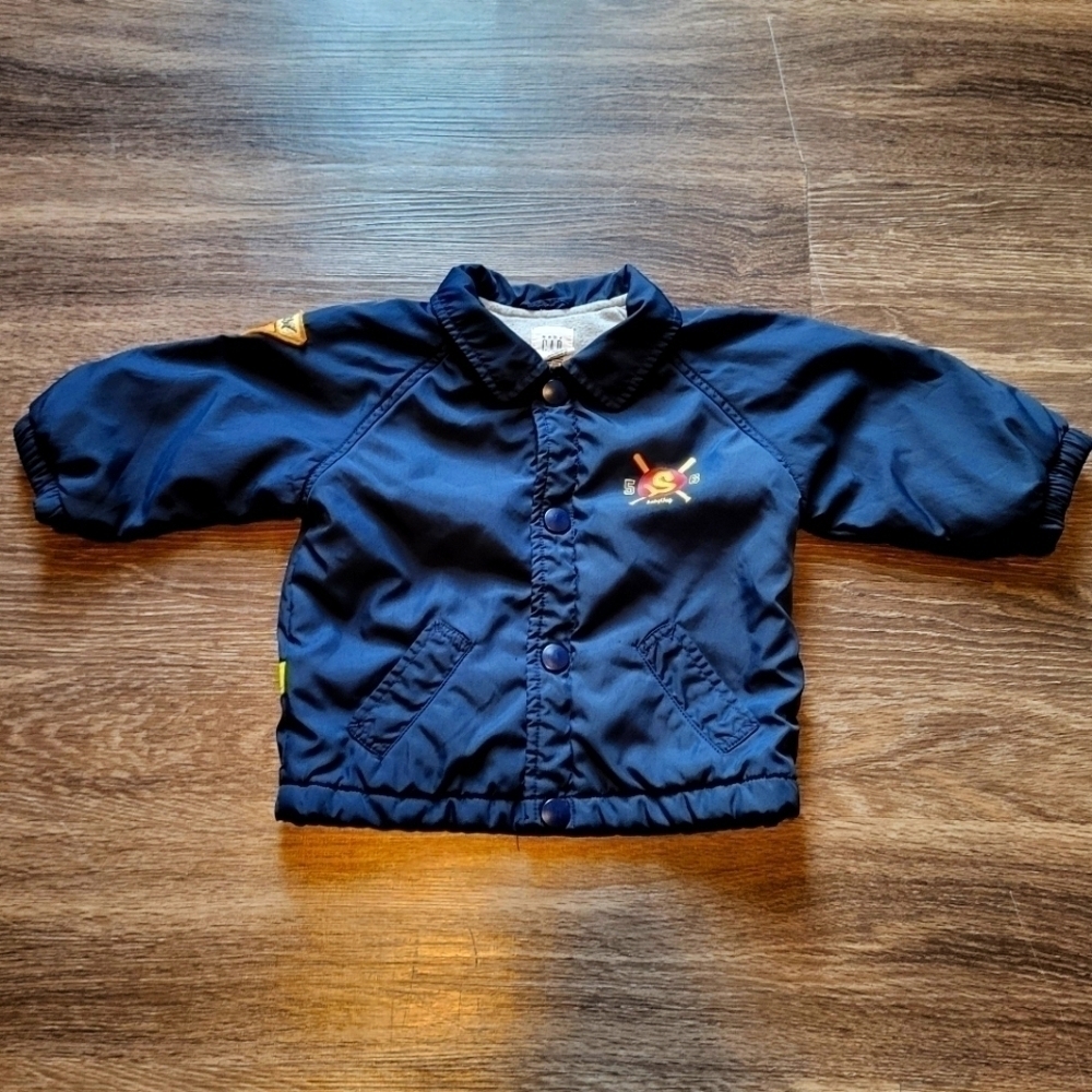 Baby Gap Boys Light Weight Navy Baseball Themed Jacket 12-18mo